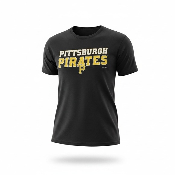 Majestic Other - Majestic Pittsburgh Pirates MLB T-Shirt Mens Large Black Yellow Graphic Tee NEW